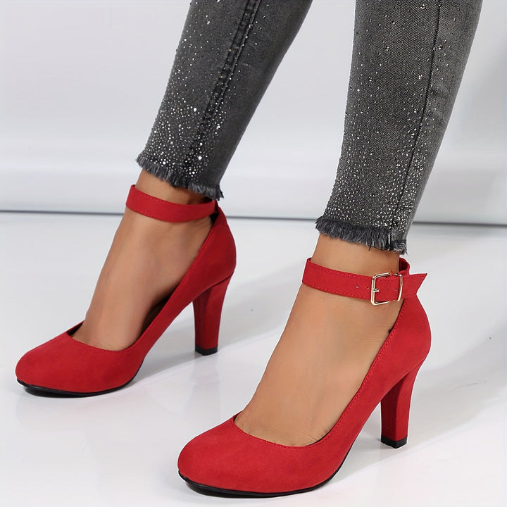 Loreena Pumps with Ankle Strap and Block Heel, view 2 - Elena Harper