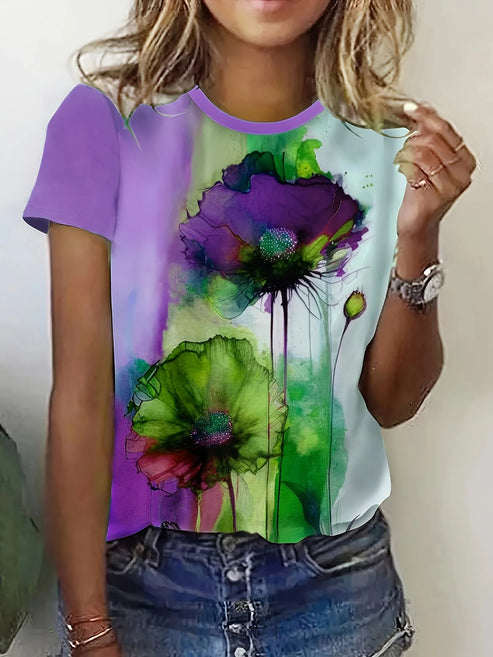 Fabienne - Short Sleeve Floral Print T-Shirt