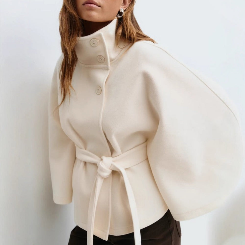 High Collar Cape Coat for Women – Luxury and Elegant Winter Coat
