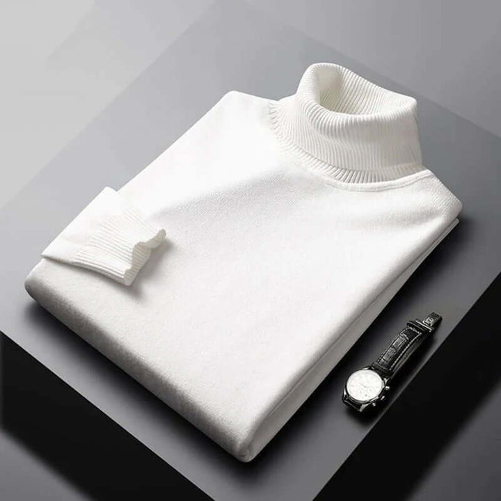 Men's Slim Fit Knitted Turtleneck Sweater, view 4 - Elena Harper