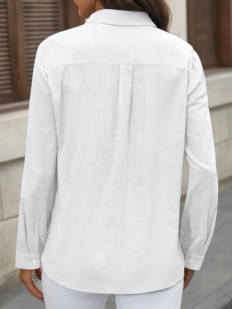 Athena - Cotton Shirt With Front Pockets