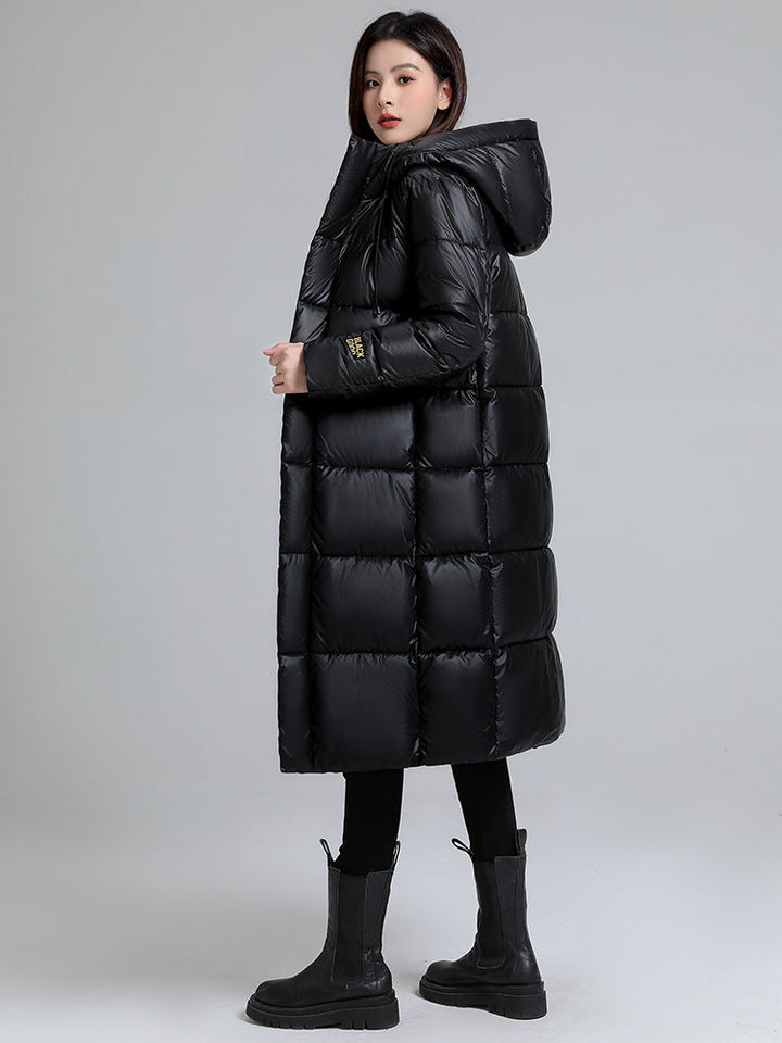 Long Quilted Effect Jacket for Women - Eryndel
