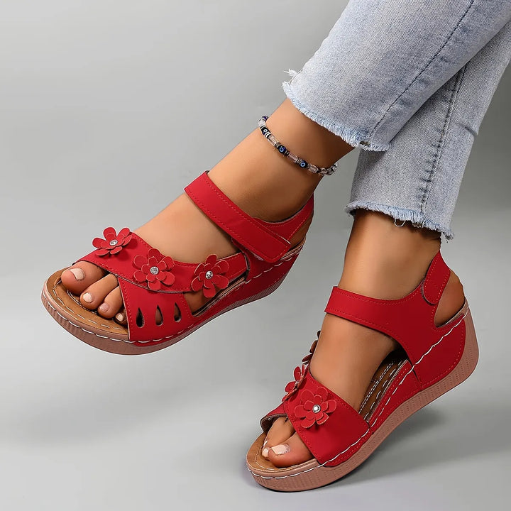 Ambella Comfortable Floral Sandals with Wedge Heel - Elena Harper
