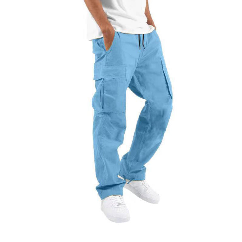 Men's Wide-Leg Cargo Pants Casual Cotton Blend Trousers - Elena Harper