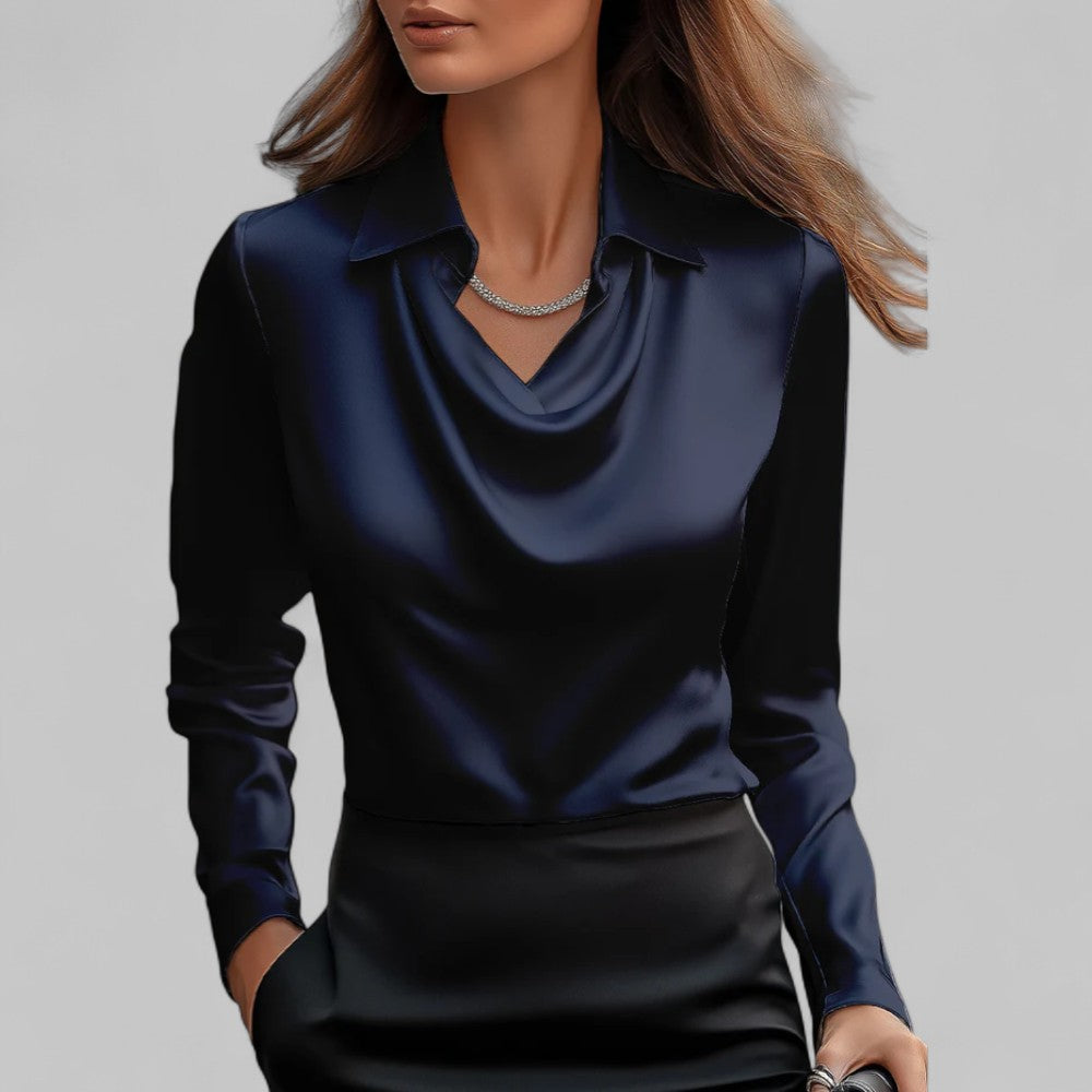 DRAPED SATIN BLOUSE FOR WOMEN