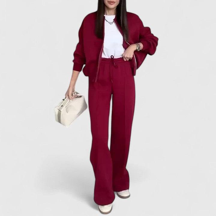 Olyverrah™ Emma & Rose Cape Town sweater trousers outfit set with zip sweatshirt and drawstring pants, casual winter fashion for women