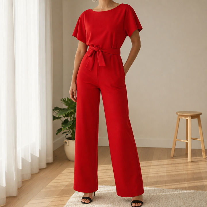 Antibes Belted Batwing Jumpsuit, view 6 - Elena Harper