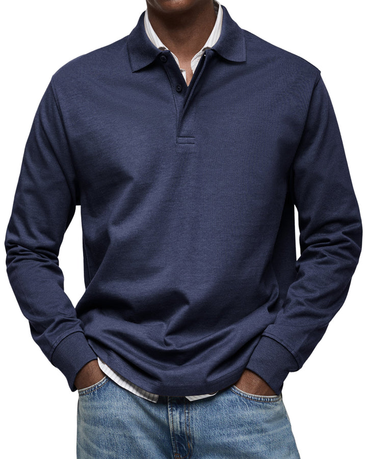 Casual Long Sleeve Polo Shirt for Men
