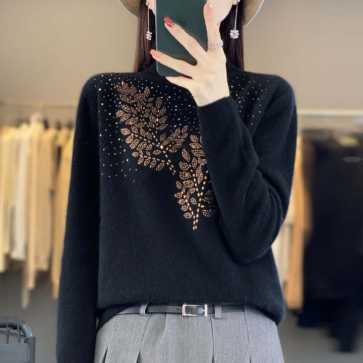Knit Pullover with Leaf Pattern