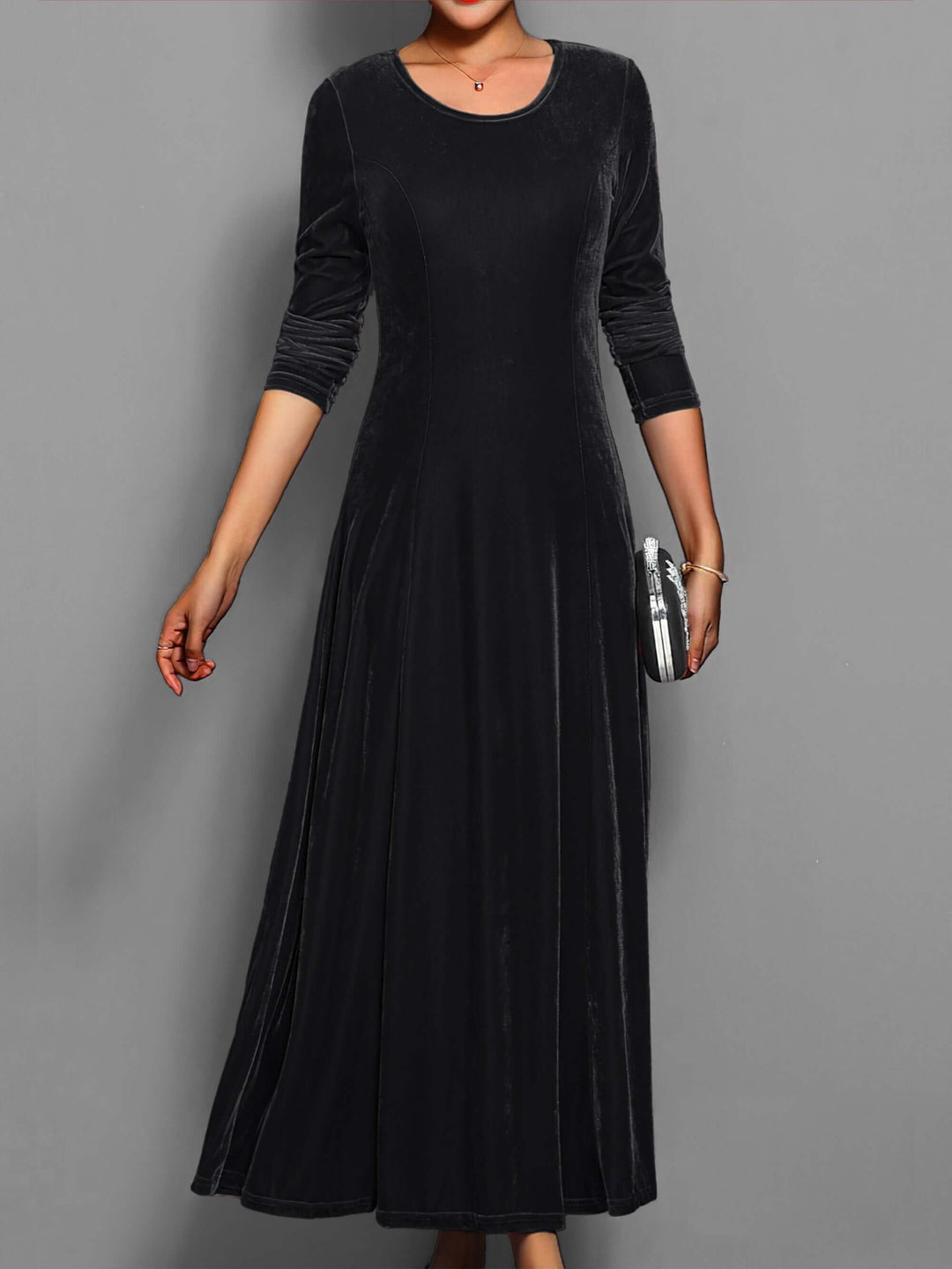 Women's Velvet Midi Dress, view 3 - Elena Harper