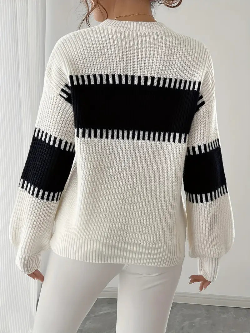 Gyneth Long-Sleeve Sweater with Round Neck, view 10 - Elena Harper