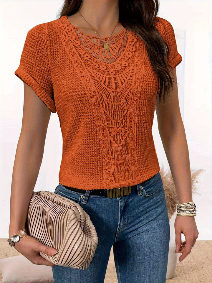 Brianna™ - Lace T-Shirt with Round Neckline