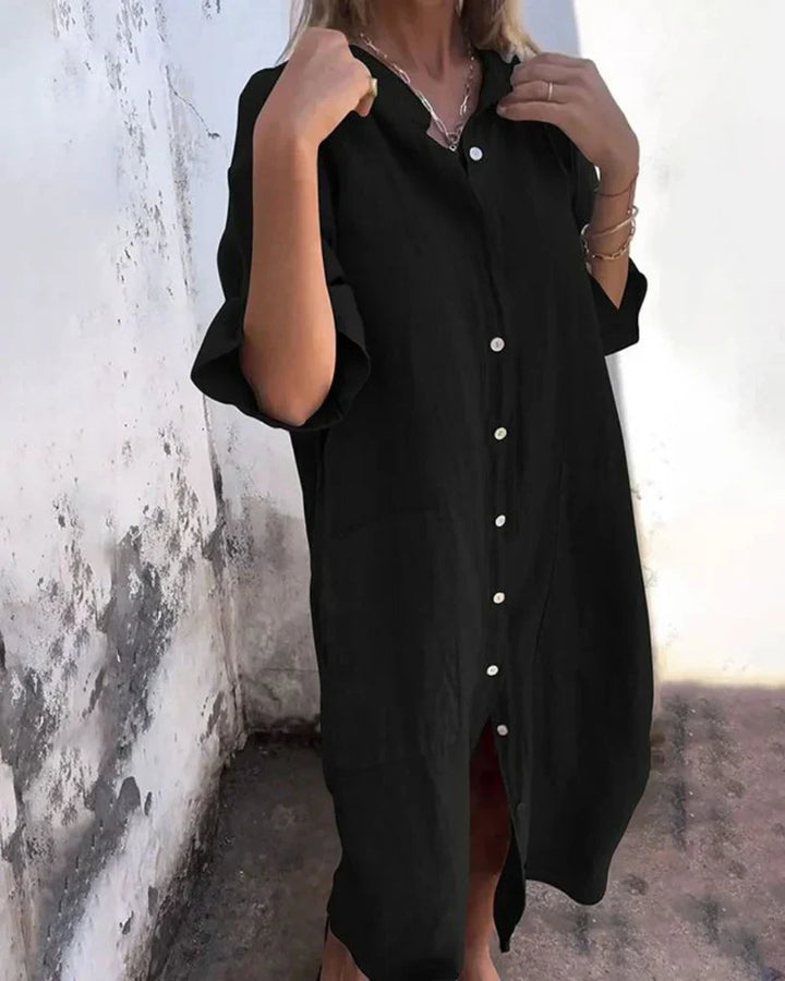Aguilera Stylish Shirt Dress with Buttons, view 2 - Elena Harper