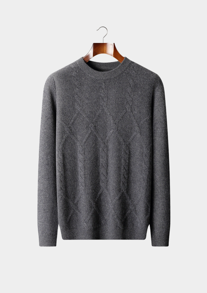 Emma & Rose cashmere patterned crewneck — premium knitwear