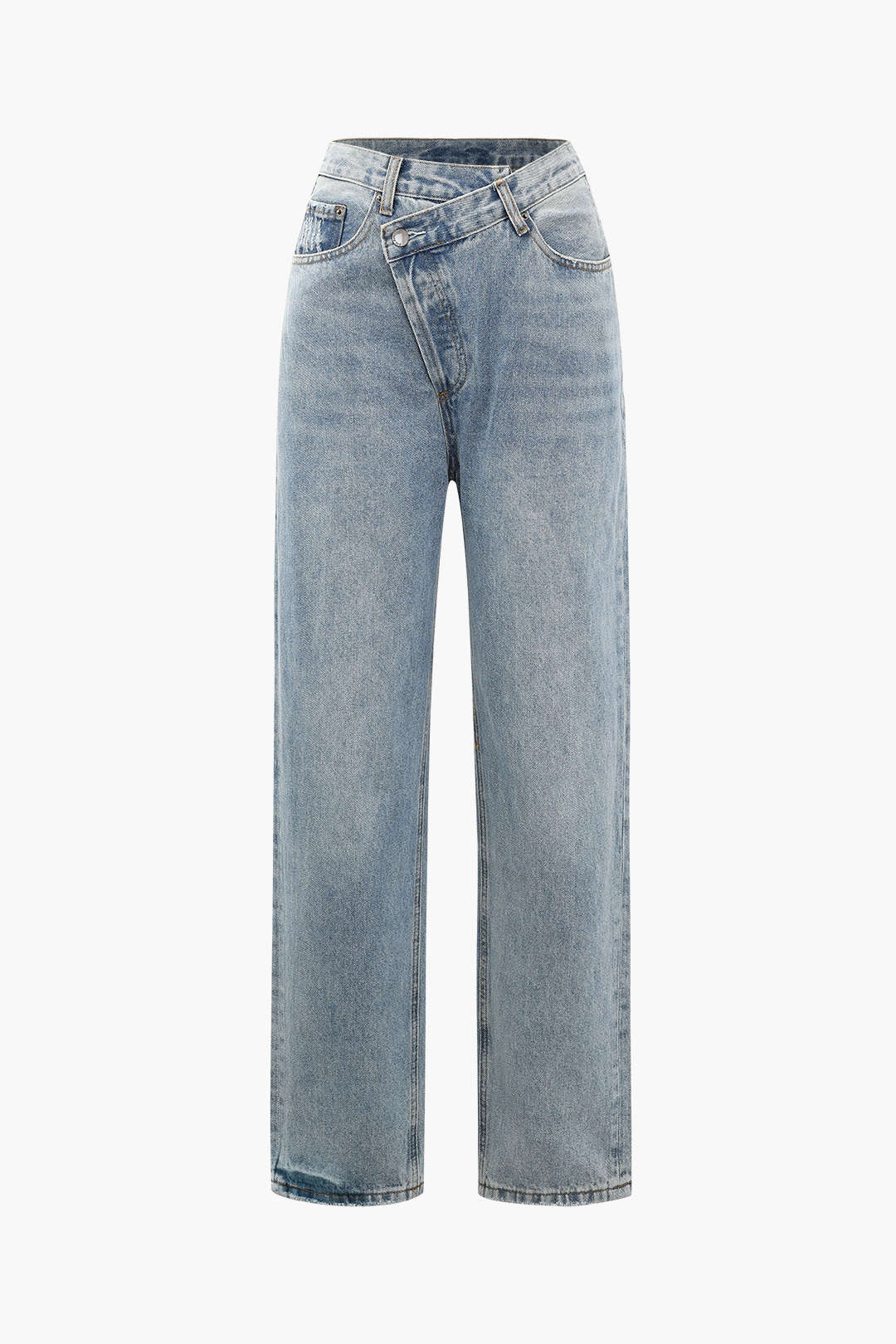 Women's Asymmetric High-Waisted Straight-Leg Jeans