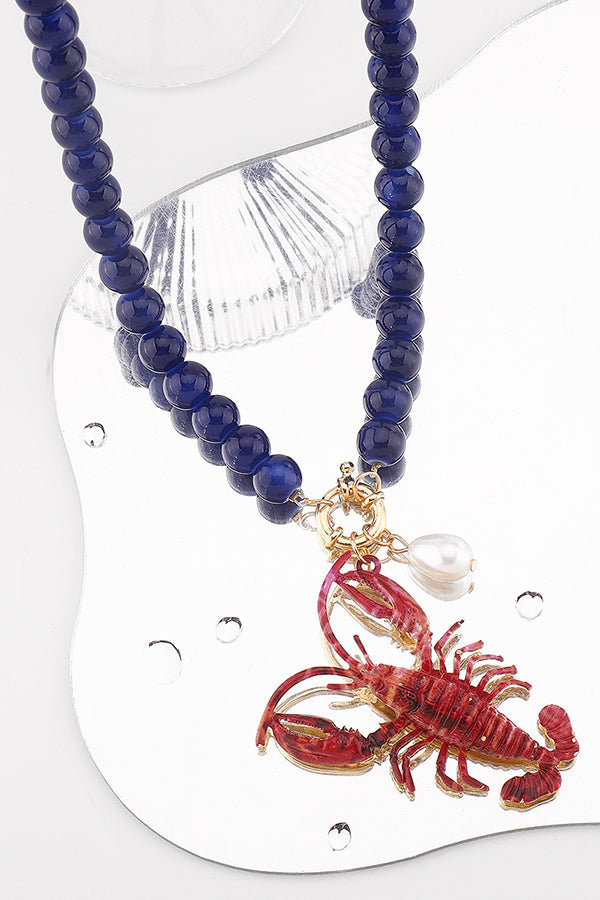 Fashion Lobster Holiday Earrings and Necklace
