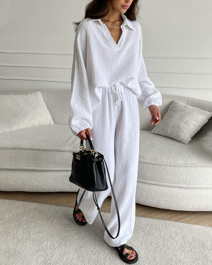 Autumn V-Neck Casual Set - Elena Harper