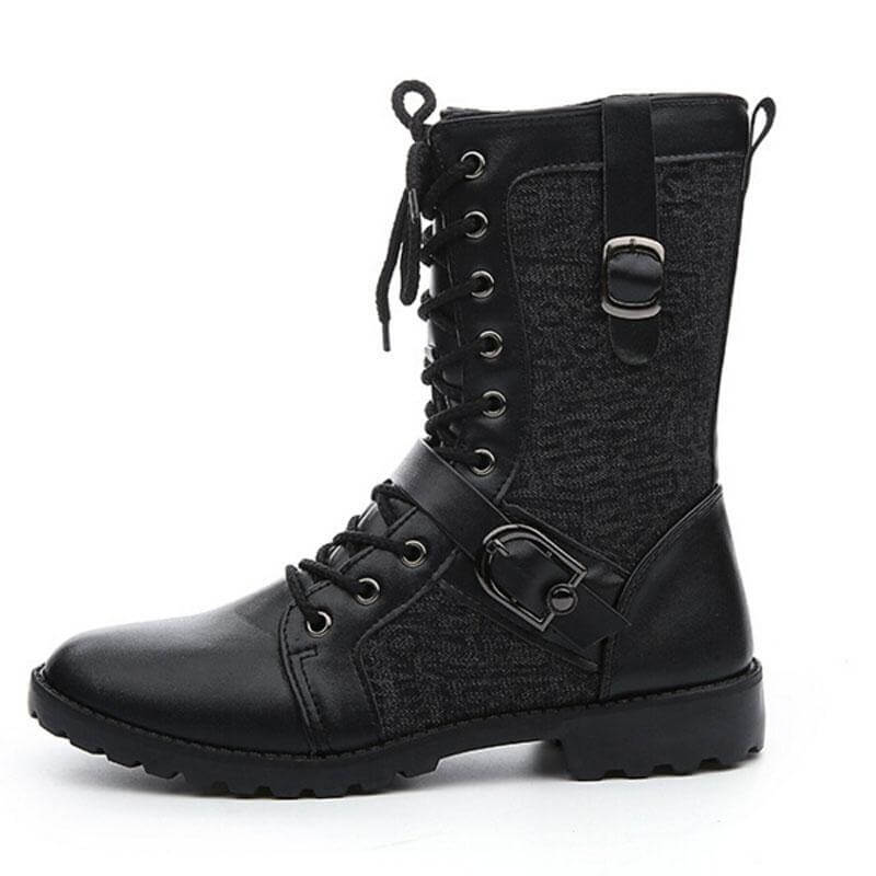 Men's Lace-Up Boots with Buckle