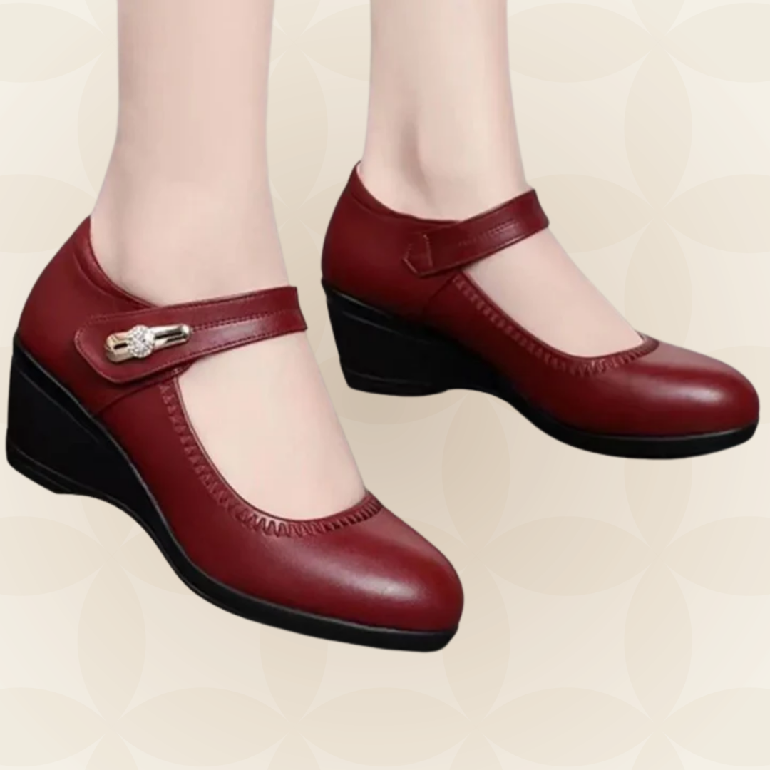 Jacoba - Women's Soft Leather Shoes with Heel and Non-Slip Sole