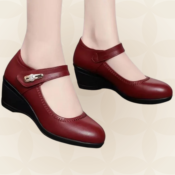 Jacoba - Women's Soft Leather Shoes with Heel and Non-Slip Sole