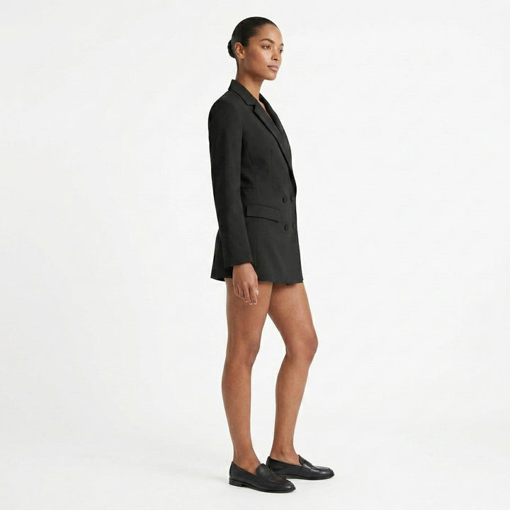Black Blazer Mini Dress Wedding Guest Party Outfit