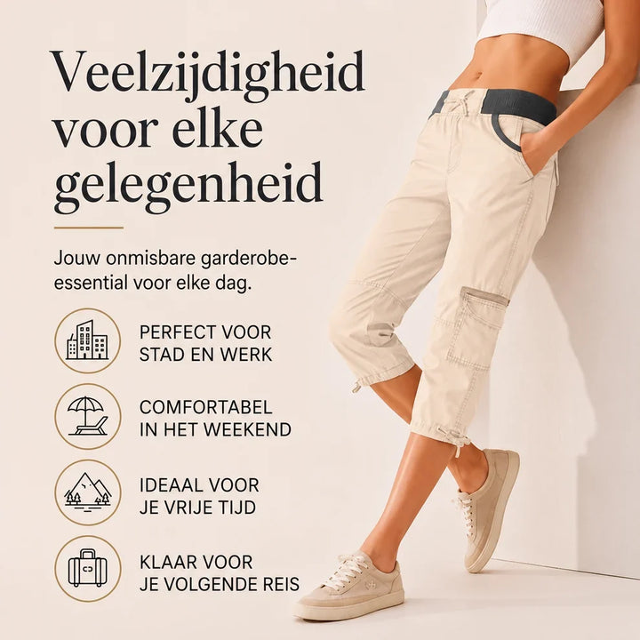 Elise™ | High-Waist Cargo Capri Pants with Pockets
