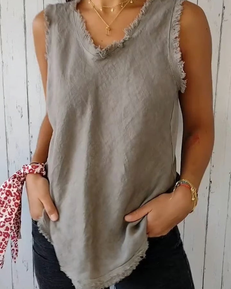 AMARAN - COTTON AND LINEN SLEEVELESS TOP