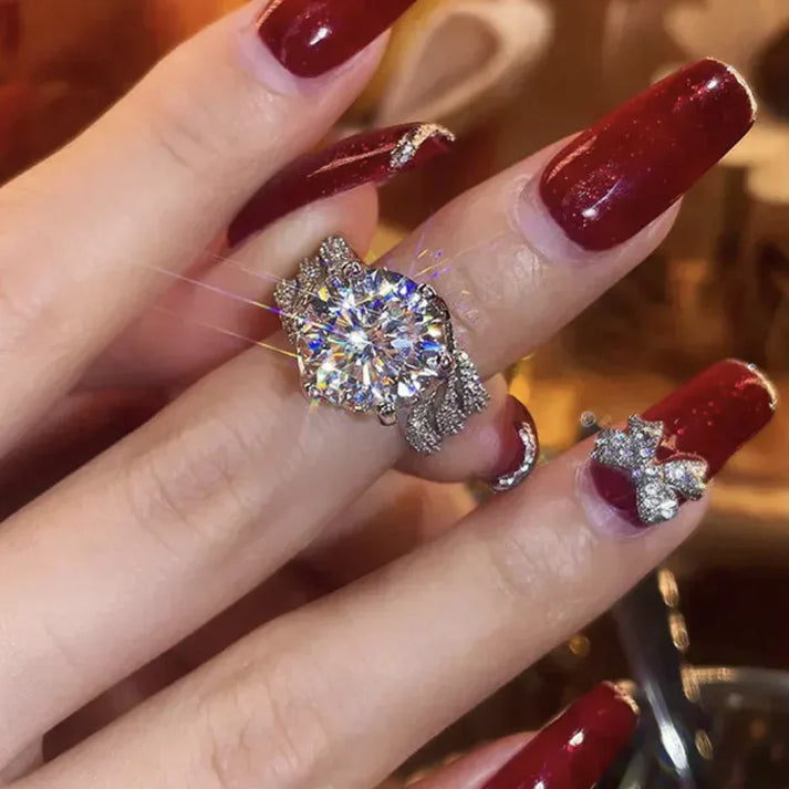Halyna 3-Carat Super Flash Moissanite Ring, view 8 - Elena Harper