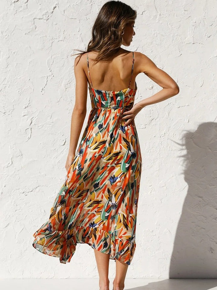 Eden Long Flower Strap Dress, view 5 - Elena Harper