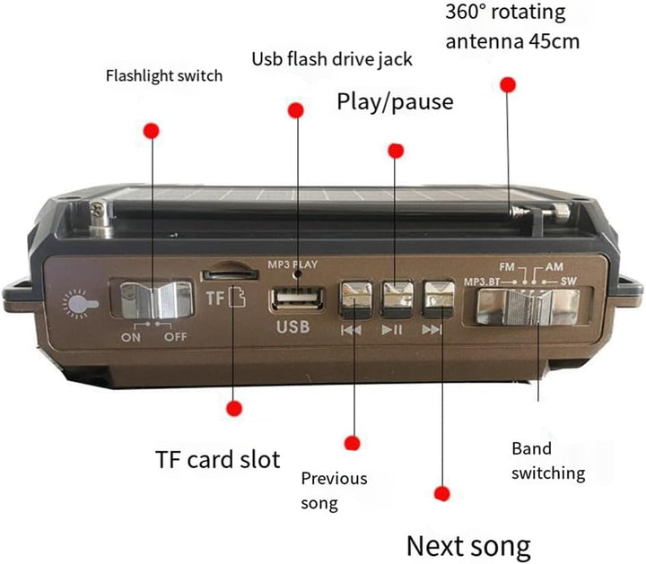 Outdoor Emergency Radio with Dynamo & Solar Panel