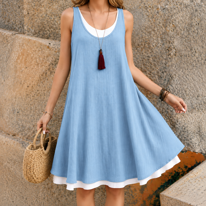 Claudia™ | Sleeveless Belly-Covering Midi Dress with Pockets