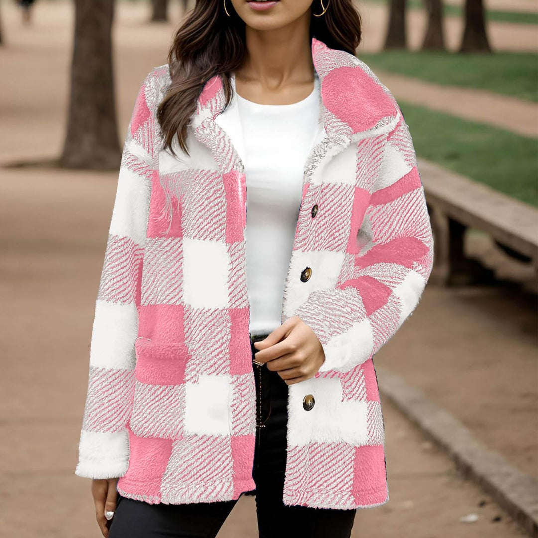 Plaid Plush Coat for Women - Warm and Practical