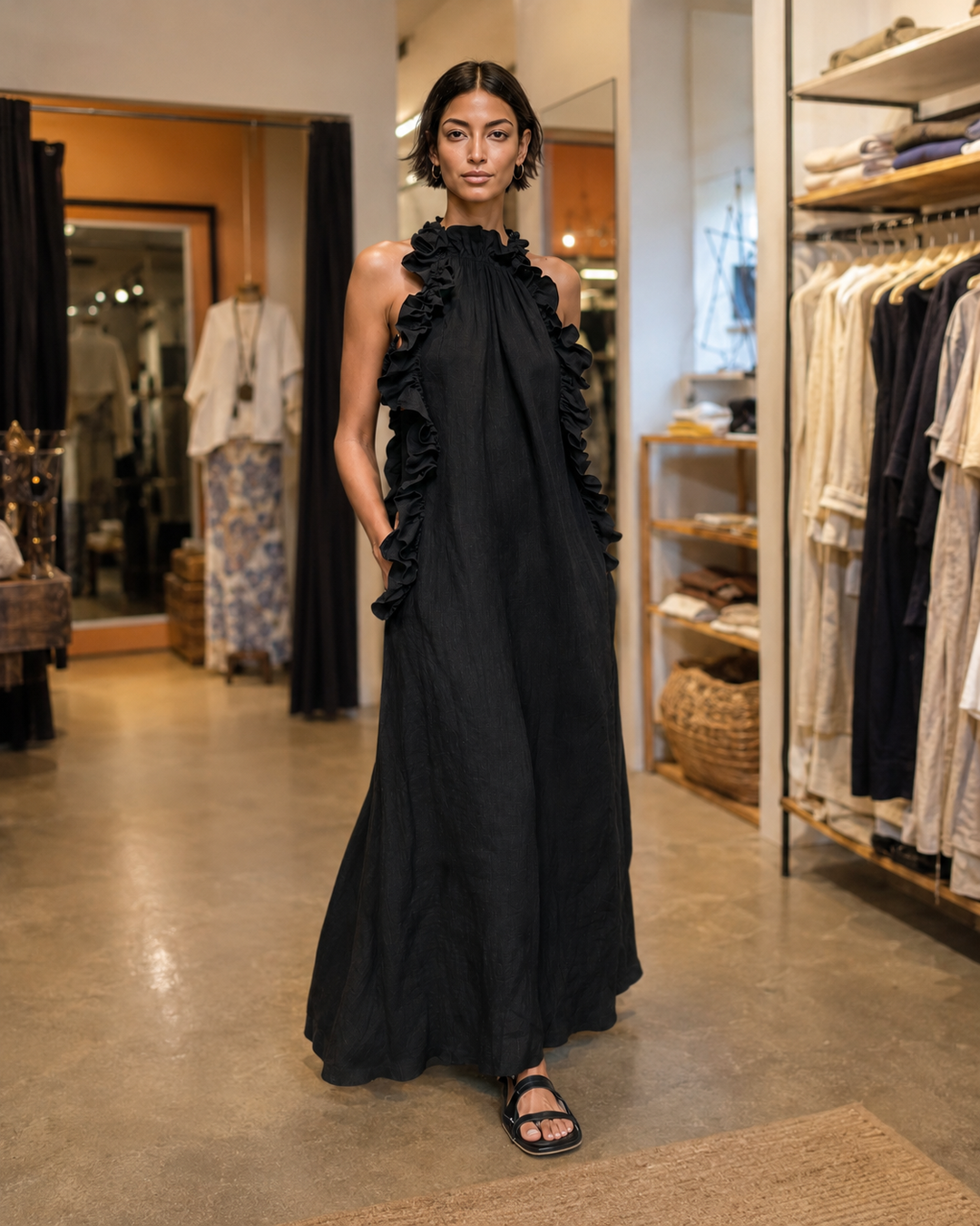 Isolde™ | Belly-Covering Maxi Dress with Ruffles
