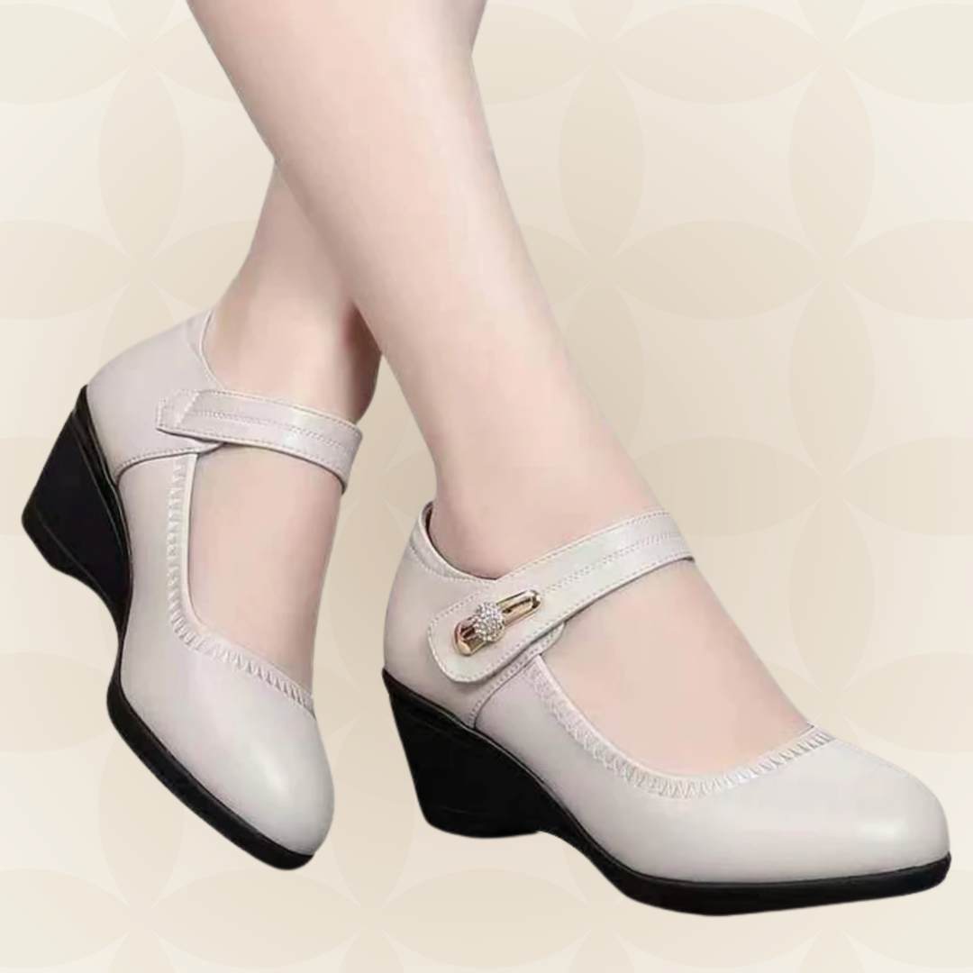 Jacoba - Women's Soft Leather Shoes with Heel and Non-Slip Sole