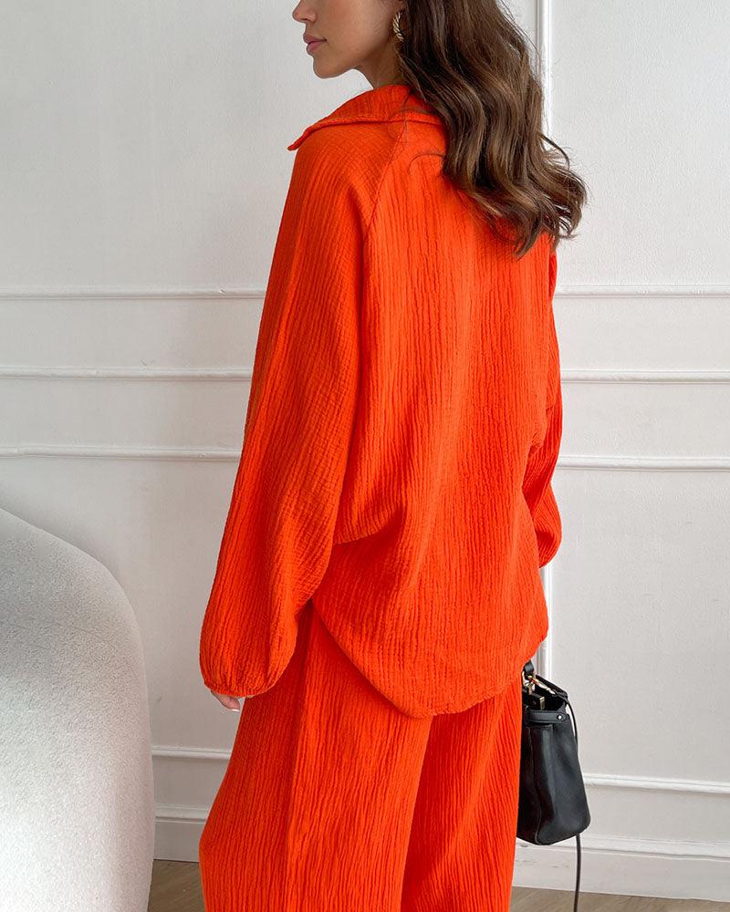 Autumn V-Neck Casual Set - Elena Harper