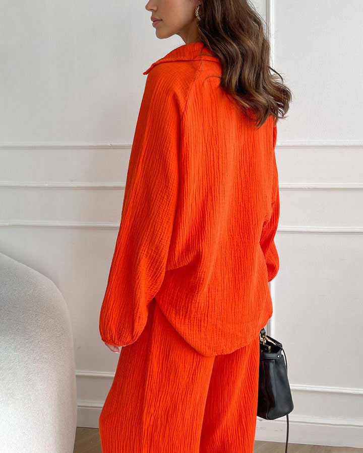 Autumn V-Neck Casual Set - Elena Harper