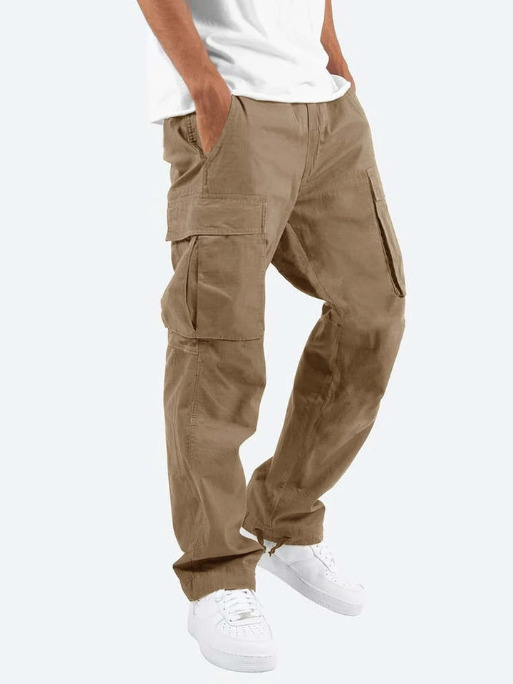 Men's Wide-Leg Cargo Pants Casual Cotton Blend Trousers, view 3 - Elena Harper