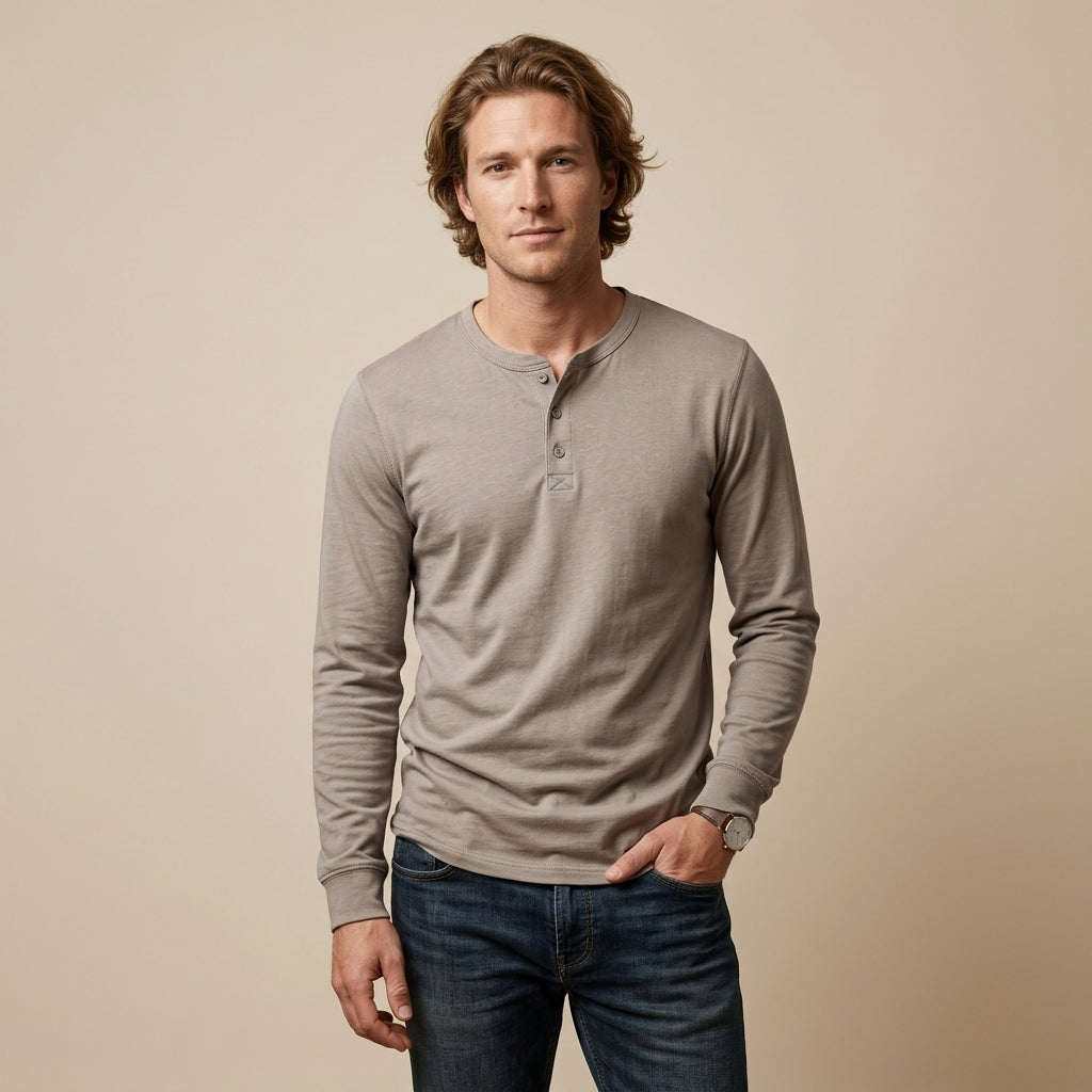MEN'S LONG SLEEVE HENLEY SHIRT