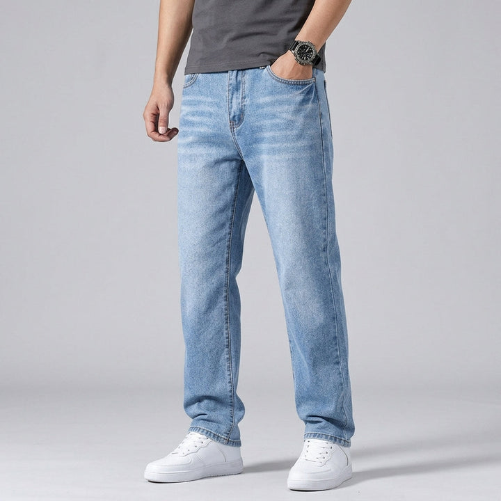 Straight Leg Casual Denim Jeans Trousers For Men