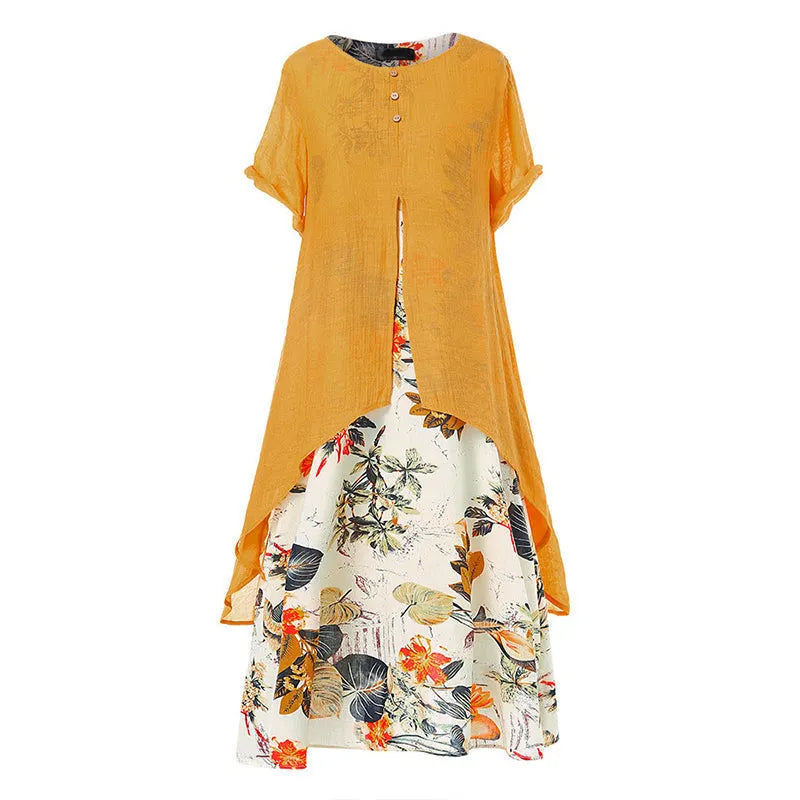 Layered Floral Print Women's Dress