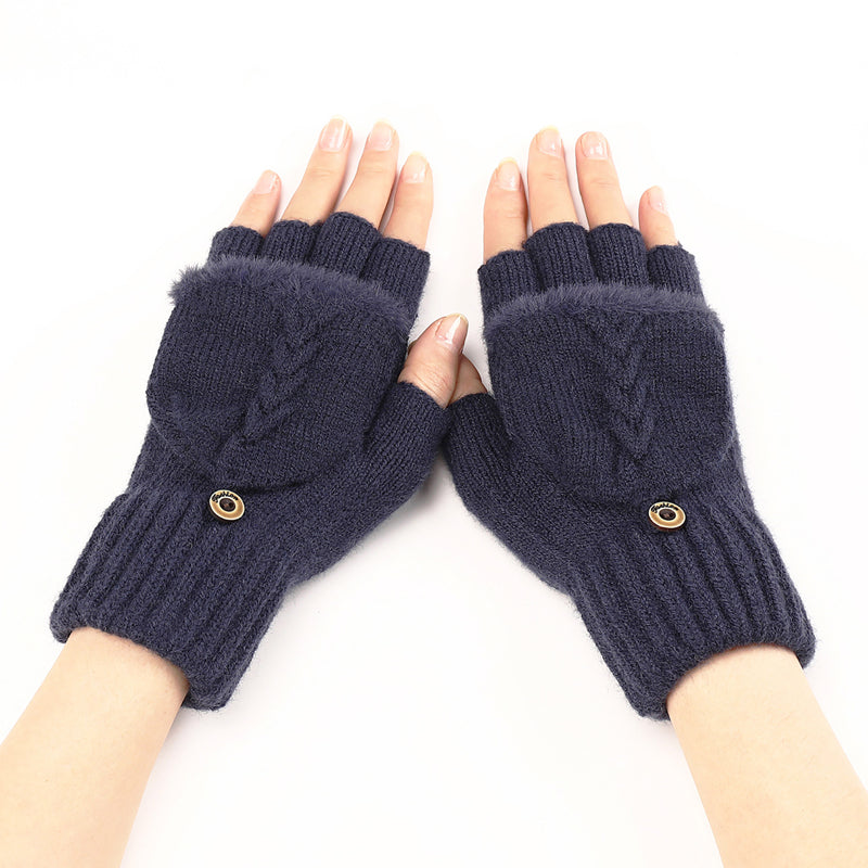 GloveGleam Knitted Fingerless Flip Gloves, view 8 - Elena Harper
