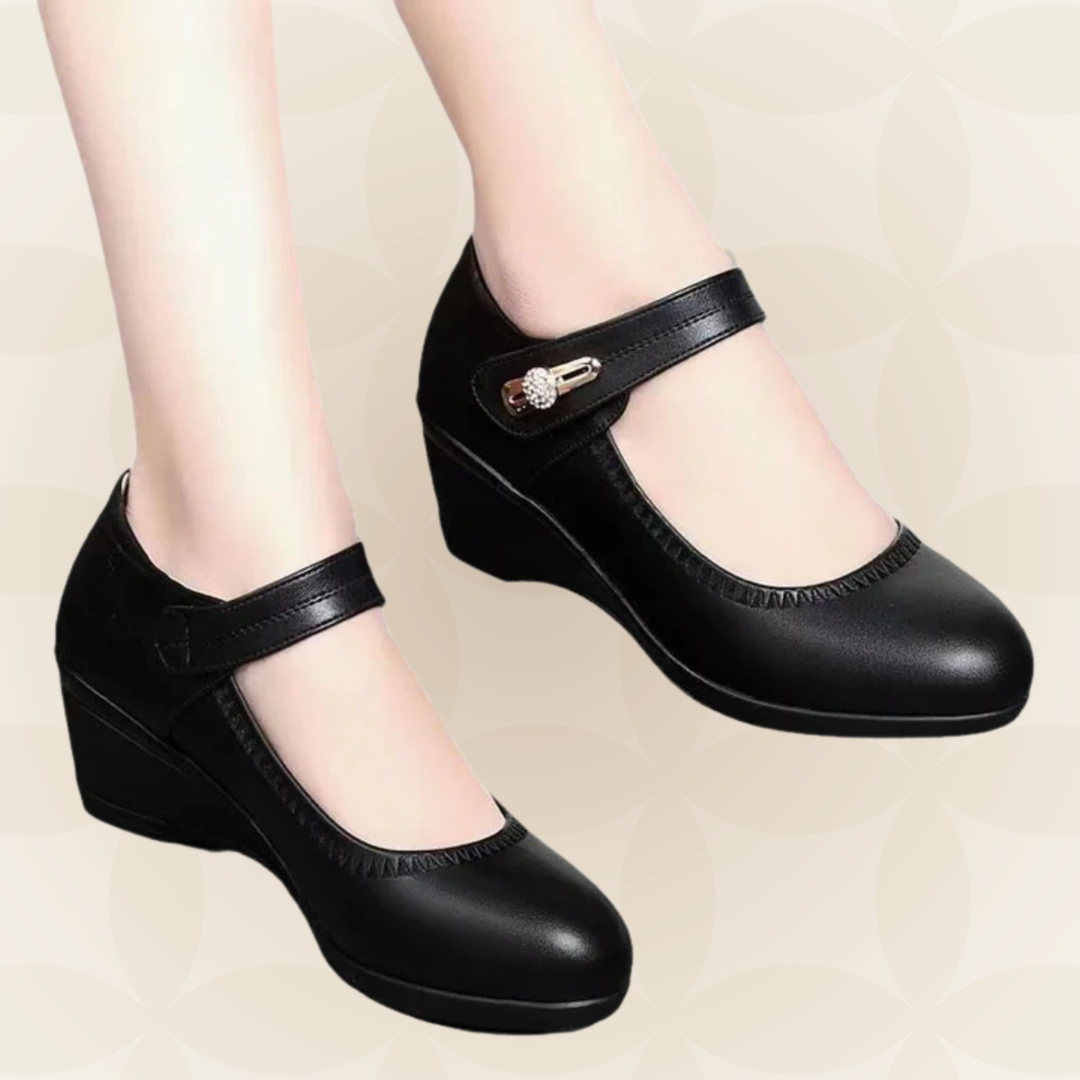 Jacoba - Women's Soft Leather Shoes with Heel and Non-Slip Sole
