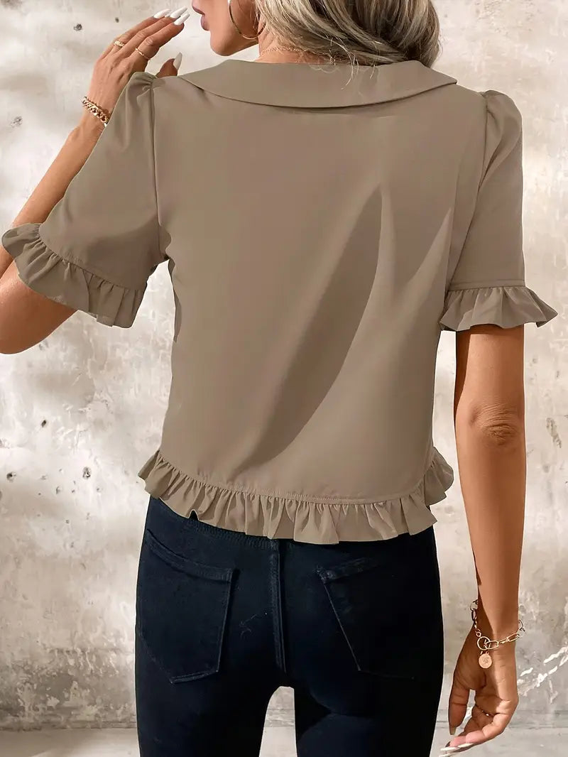 Foteini Elegant Short Sleeve Blouse, view 7 - Elena Harper