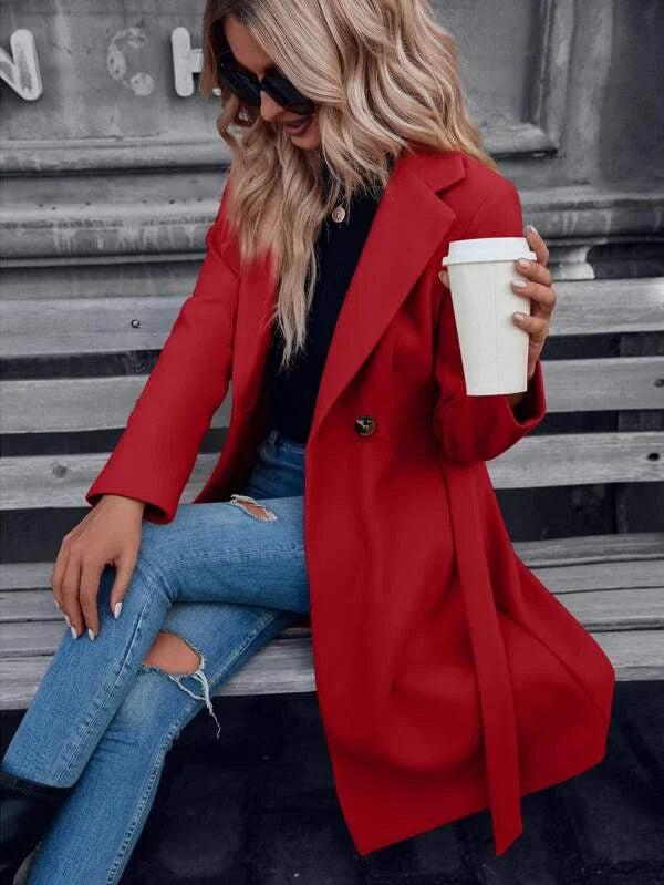 Women's Regular Fit Padded A-Line Coat with Double Buttons