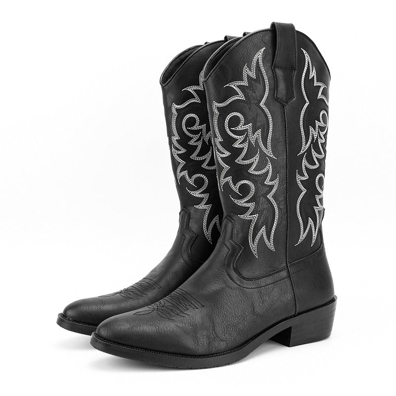 Retro Style Embroidered High Boots for Men - Kervon