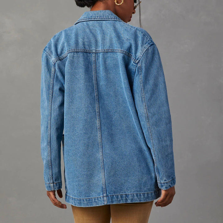 Women's Washed Denim Blazer Style Jacket - Yalina