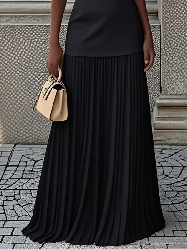 SLEEVELESS PLEATED LONG DRESS FOR WOMEN
