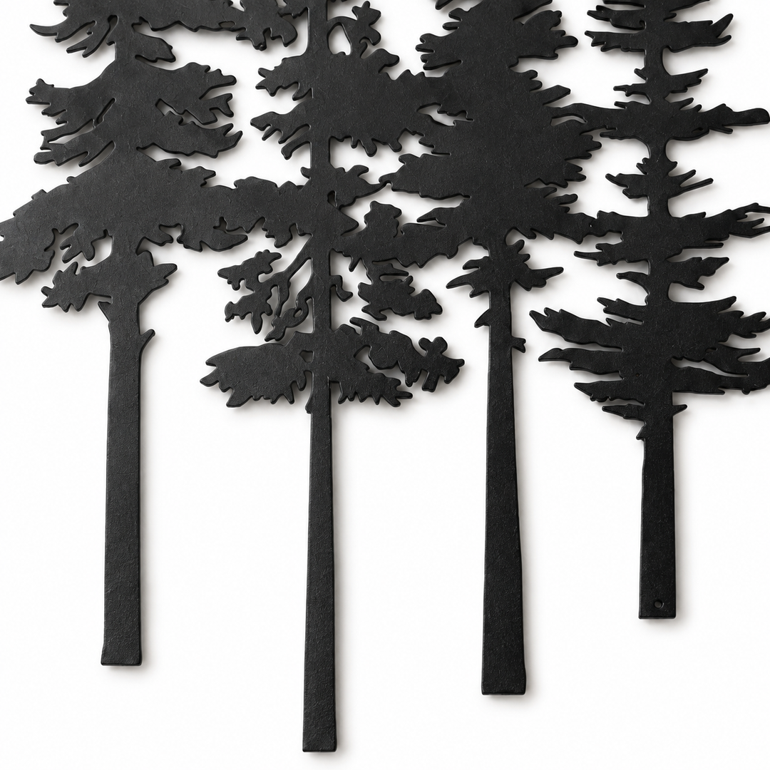 Duskgrove Dimensional Pine Trees Metal Wall Art - Elena Harper