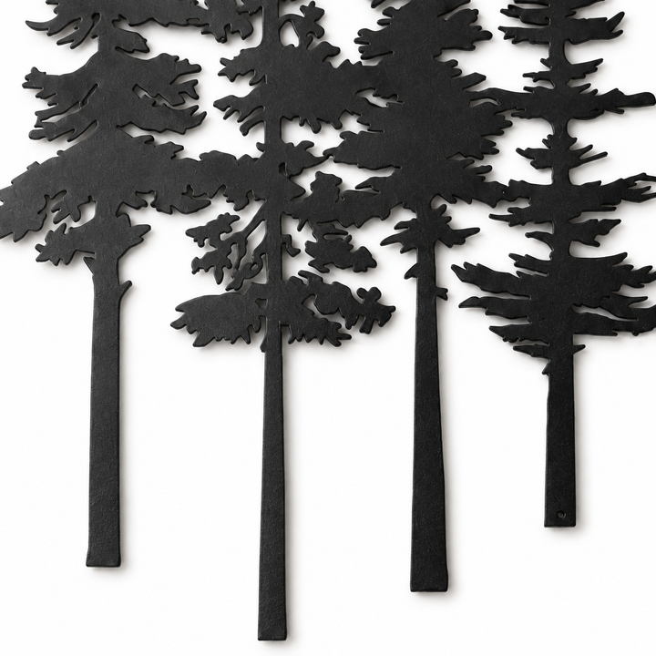 Duskgrove Dimensional Pine Trees Metal Wall Art - Elena Harper