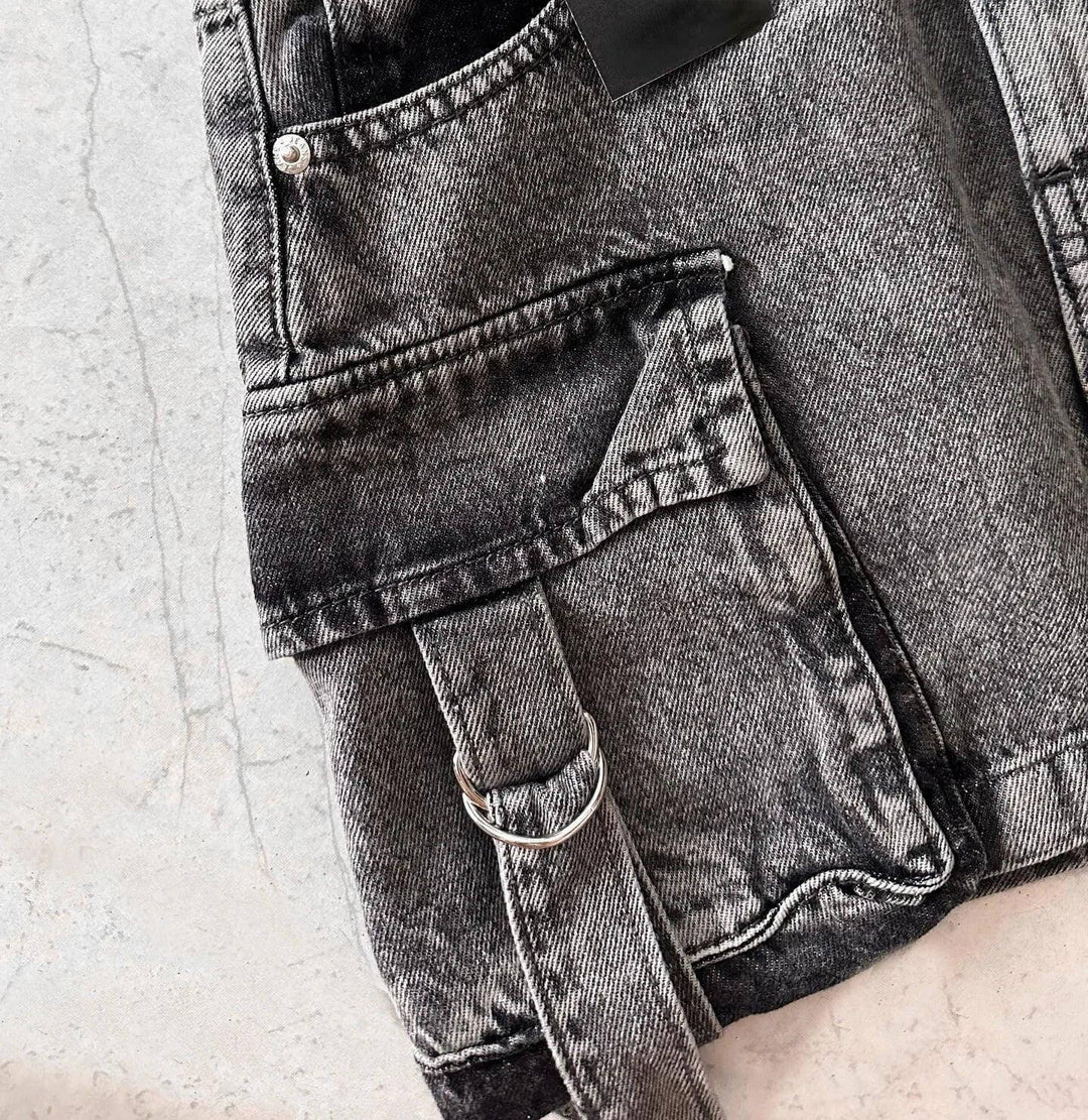 Women's Multi-Pocket Denim A-Line Mini Skirt, view 6 - Elena Harper